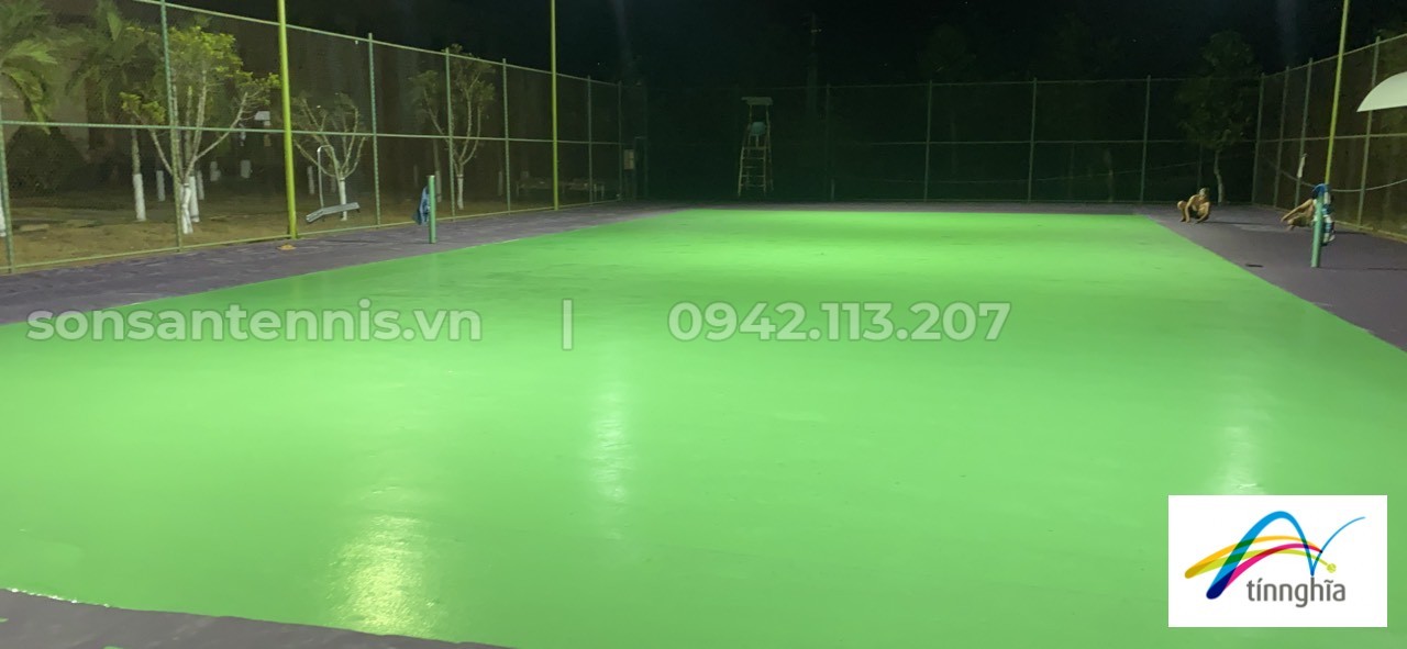 Sửa chữa và sơn màu 3 lớp Master Court cho sân tennis của bộ tư lệnh biên phòng TP Cao Lãnh 2